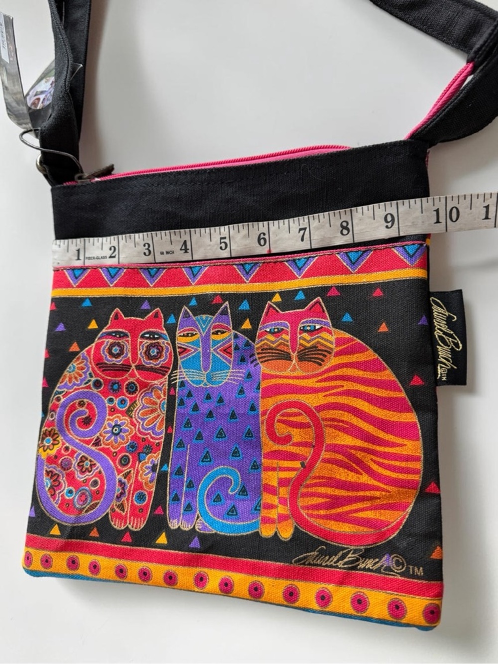 Laurel Burch NWT Colorful Cat Crossbody Bag Adjustable Strap Art Shoulder Purse - Picture 14 of 17